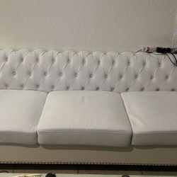 Sofa. Small White  Leather. 