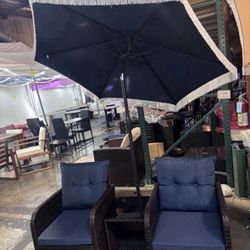 New In Box Set Of 5pcs Outdoor Set In Navy Blue And Khaki!! (umbrella Not Included)