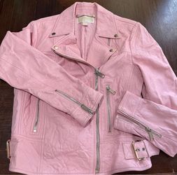 Michael Kors Pink Leather Moto Jacket