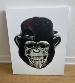 Monkey painting on canvas Print 