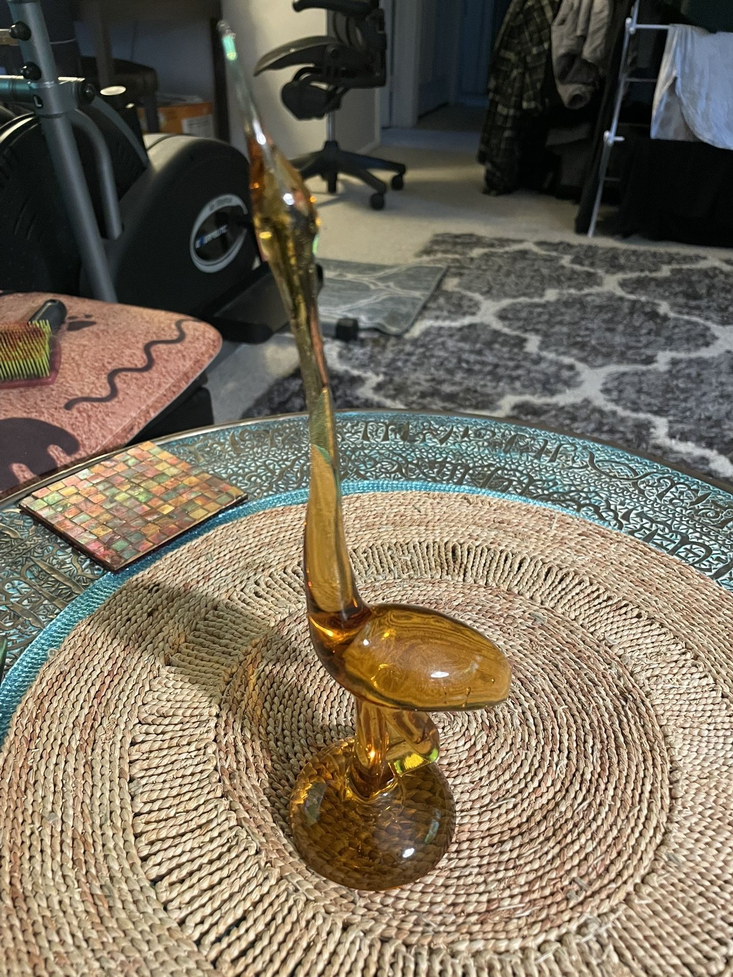 Fabulous Viking Glass Epic No. 1315 Long Neck Egret bird figural in Amber.