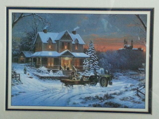 John Deere - Tractor - Winter - Snow - Christmas - Framed 8"x10"