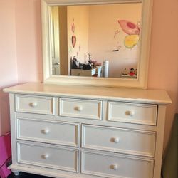 Solid Wood White Dresser & Bedframe 