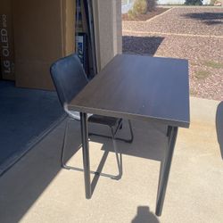 IKEA Table/Desk, At Home Desk Chair, And Back Cushion