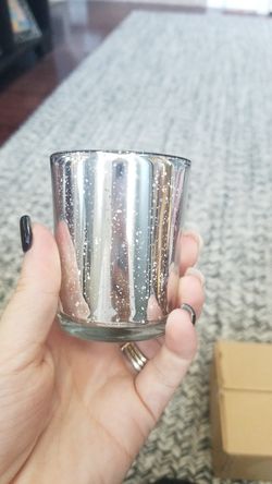 Silver mercury glass votive holder set of 12