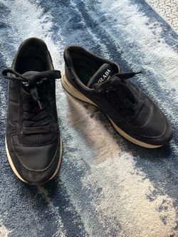 Nice Navy or Black suede Prada sport shoes US mens 10