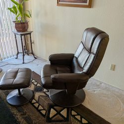 *Price Reduced* Mathis Brothers Swivel Leather Recliner and Ottoman