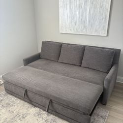 West Elm Designer Sofa Bed Couch Gray Fabric Adult Teen Toddler Baby Kids Family Furniture 