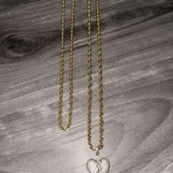 Rope Chain in 10K and Pendant 