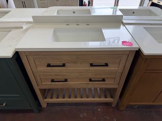 Autumn 36 in. Single Sink Freestanding Weathered Tan Bath Vanity with White Engineered Stone Top (