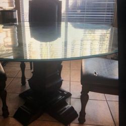 BEAUTIFUL WALNUT GLASS  KITCHEN TABLE Must see!!