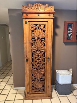 Gorgeous Hand-Carved Hacienda Style Cabinet