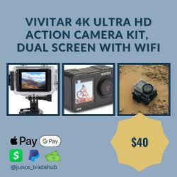 Vivitar 4K Ultra HD Action Camera Kit, Dual Screen with Wifi