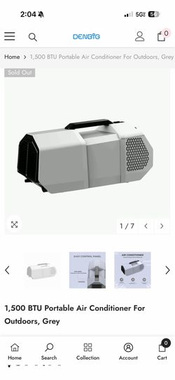 DENBIG 1500 BTU Portable Outdoor Air Conditioner Cooling Fan AC Unit for Tent RV Van Truck Trailer Boat Camping Grey