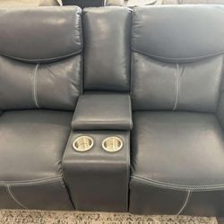 Reclining Sofa, Reclining Loveseat Dark Blue Recliner Couches ⭐$39 Down Payment with Financing ⭐ 90 Days same as cash