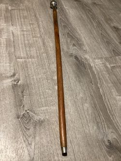 Antique vintage wooden cane with inlaid pattern 36” height