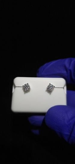Solid 925 Sterling Silver .50 CTW Moissanite Screw Back Stud Earrings