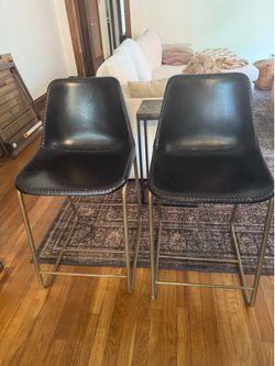CB2 Roadhouse Leather Counter Stools – Set of 2