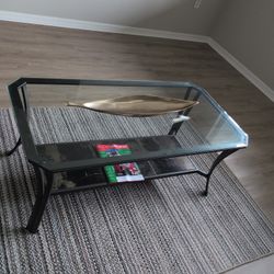 Modern Glass Coffee Table with Lower Shelf