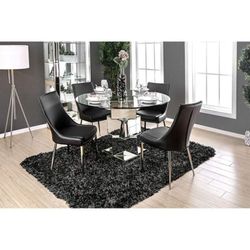 BLACK CHROME-DINING-TABLE-SET-MESA SILLAS