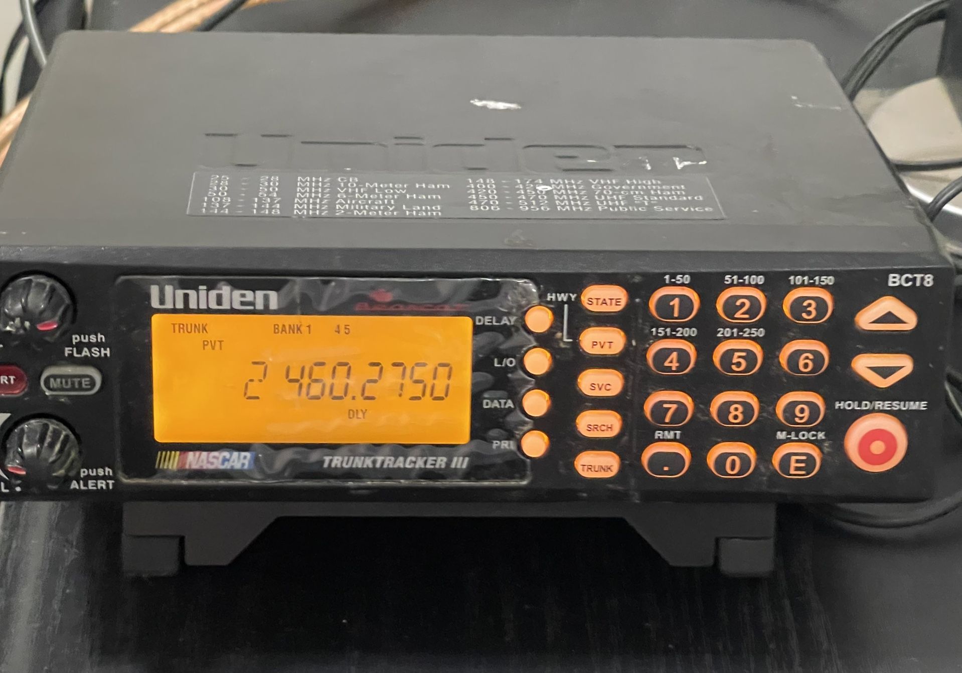 NOS UNIDEN  SCANNER NASCAR TRUNK TRACKE III NEVER USED STILL HAS PLASTIC FILM PROTECTION ON SCREEN 80$ FIRM