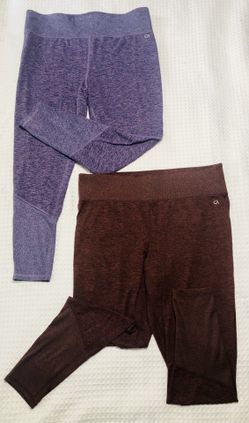 Pair Of Gap Fit Brushed Tech Jersey Purple & Maroon Leggings XL Women EUC