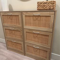 Shoe Storage Cabinet (Rattan Style) – Entryway Organizer