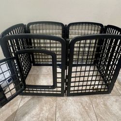 8-Panel Octagonal Plastic Pet Pen Fence Enclosure With Gate - 64 x 64 x 34 Inches, Black