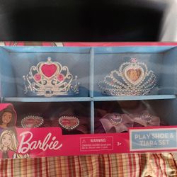 Barbie Princess Tiaras And Shoes Set New 