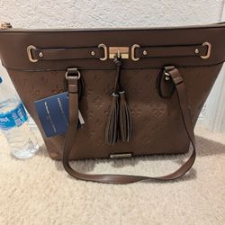 NEW Adrienne Vittadini Brown Leather Tote