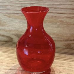 Small Glass Red flower Vase 