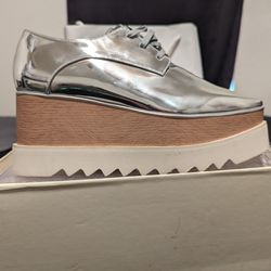Stella McCarteny Silver Elyse Brogue Platform Oxford Sneakers BRAND NEW