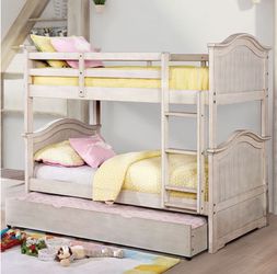 White Twin Over Twin Bunk bed- trundle not included