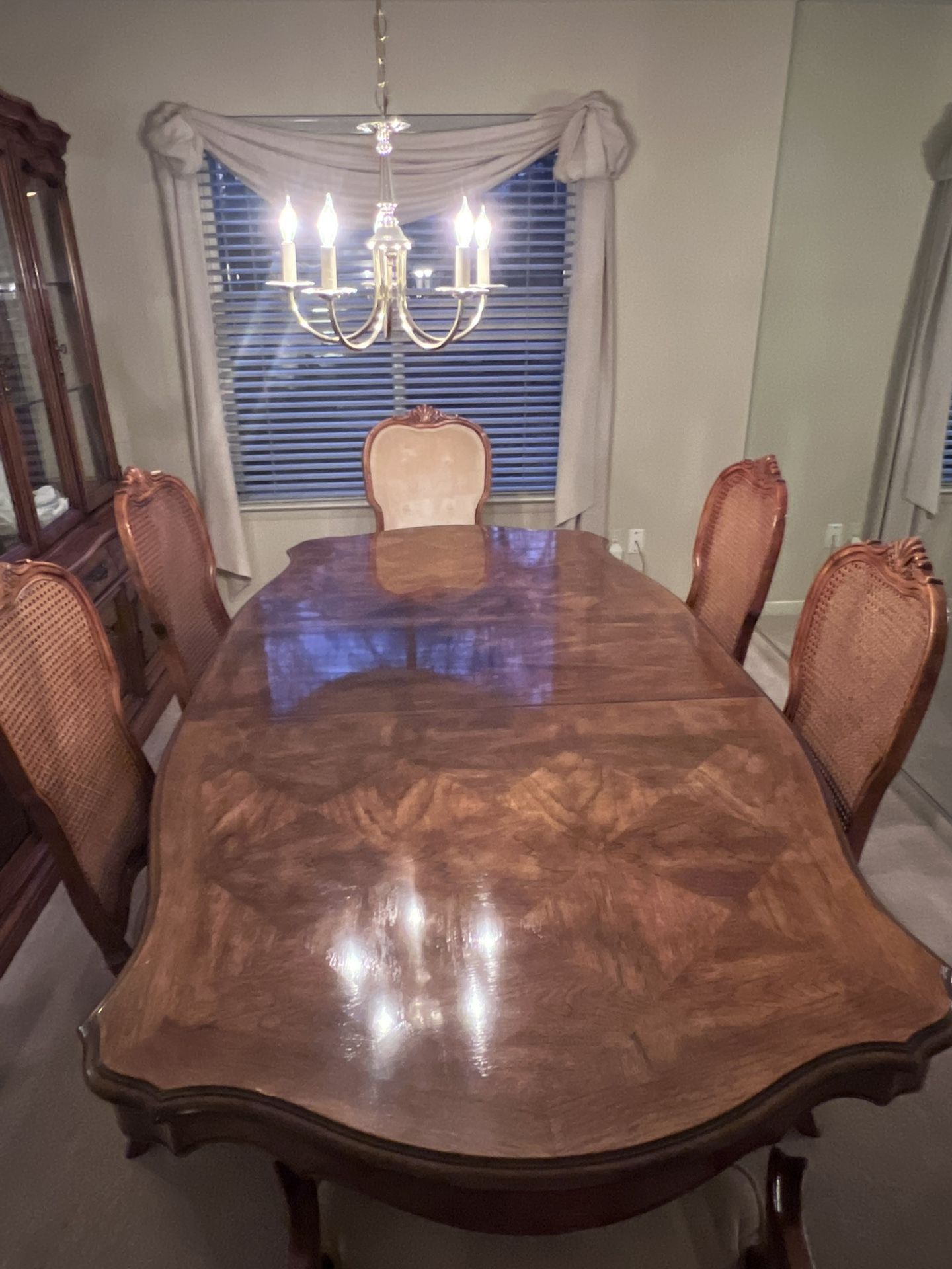 Dining Table And Lighted China Hutch