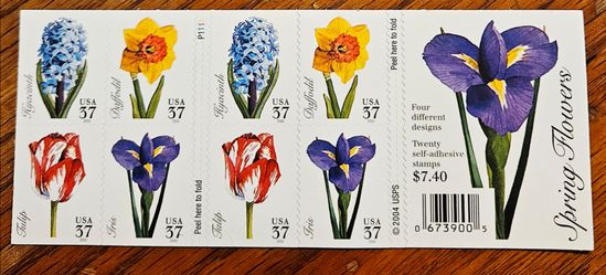 USPS Spring Flowers 37¢ Stamp Booklet 2005