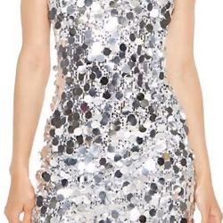Silver Sequin Mini Dress Size M