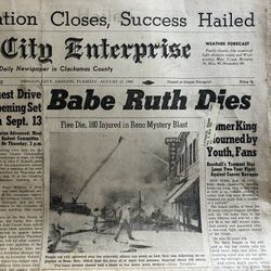 1948 Newspaper Babe Ruth Dies 