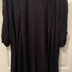 INC International Concepts Woman 3X Black Open Front Cardigan Ruffle Trim 