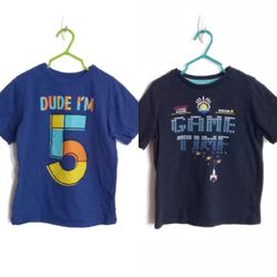 Boys Game Time graphic and Dude I'm 5 blue short sleeve t shirts bundle size 5 