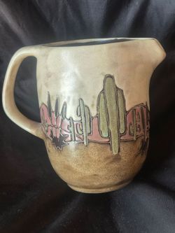 Handcrafted Mexican Ceramic Cactus Pitcher