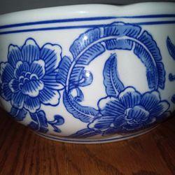 Chinoiserie Chinese Blue Porcelain 8" Planter Signed On Bottom#13 My Price $32f