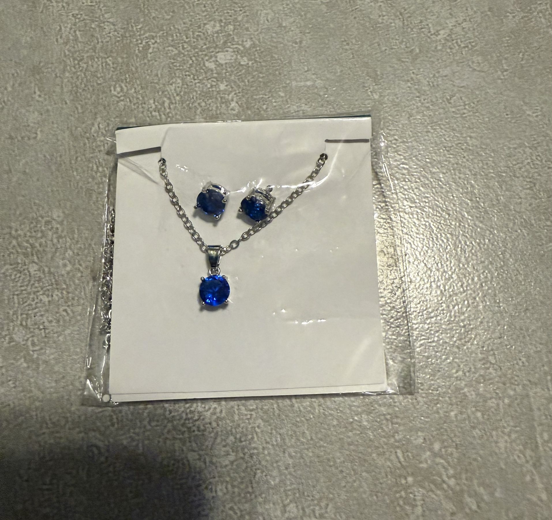 New Blue Necklace And Earrings