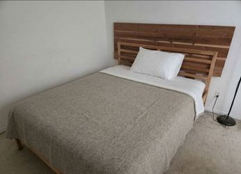 Handcrafted Solid Redwood Queen/King Headboard – Rustic Live Edge Style