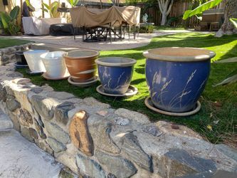 PLANT POTS AND SAUCERS - $20 (NEWPORT BEACH)