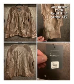 Lane Bryant Brown Leather Jacket (size:26/28)