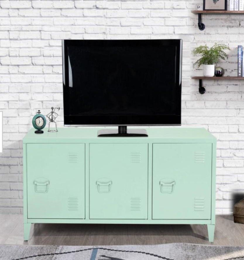 🎅😍Matapouri 3-Doors Green Metal Accent Cabinet TV Stand With Storage ♥️💫