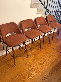 Set of 4 Upholstered Bar Stools