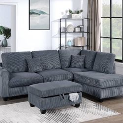 L Shape Sofa Sectional w/ Free Ottoman 