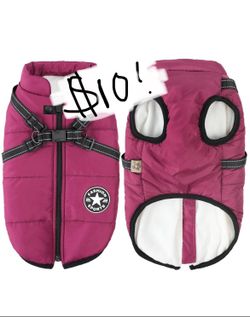 Aiboria Dog Jackets Dog Coat For Winter Windproof Waterproof Skiing Dog Vest Fleece Warm Dog Jacket With Chest Strap Belt Purple M