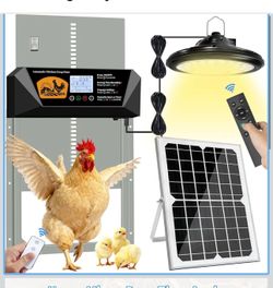 Extra Large Automatic Chicken Coop Door Solar Powered with Timer Light, 16'' × 12'' Aluminum Auto Chicken Coop Door with Timer, Remote, Anti-Pinch
